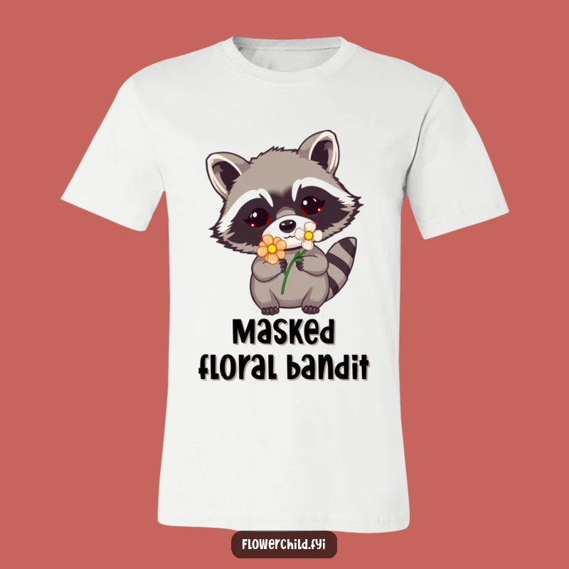 Funny Raccoon Flower T-Shirt: Mischievous Peek for a Hilarious Look
