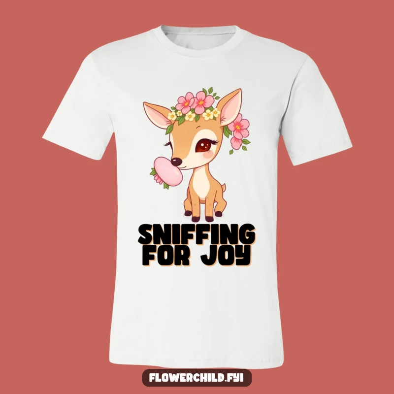 Funny Deer Flower Garland T-Shirt: Wearable Whimsy for Nature Fans