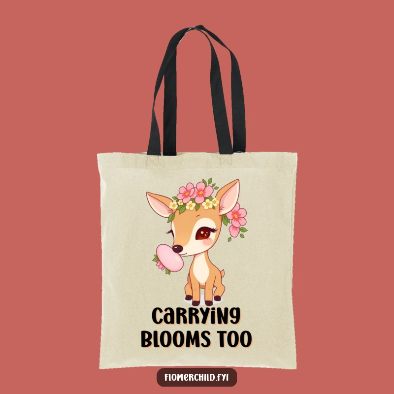 Funny Deer Tote Bag: Carry Enchantment with Floral Flair