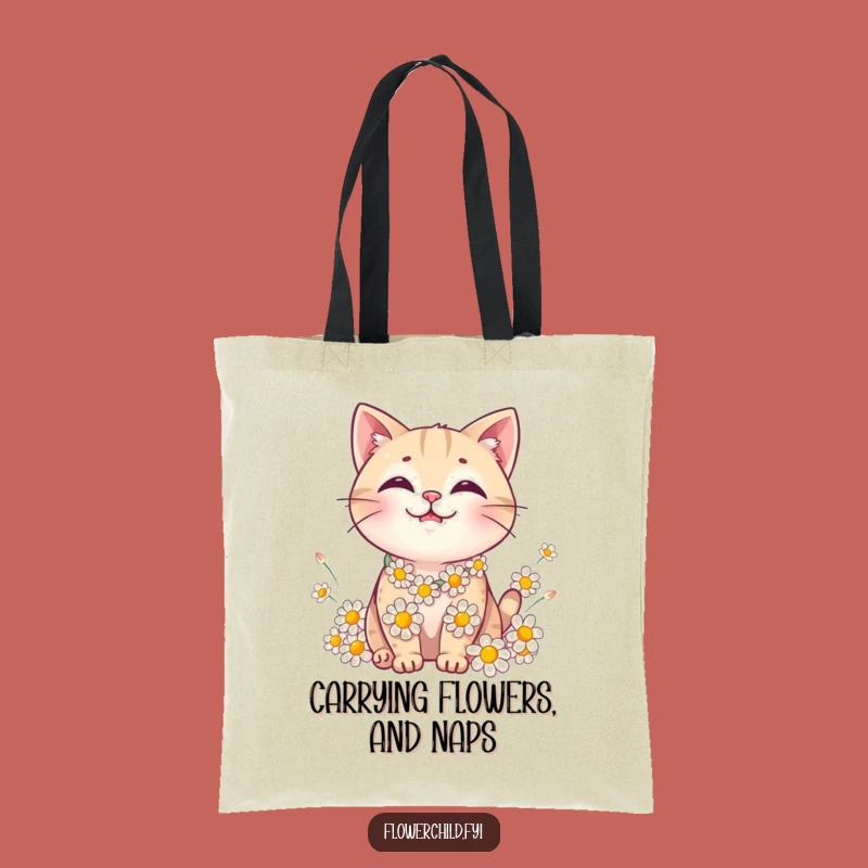 Funny Cat Daisy Chain Tote Bag - Stylish & Charming Accessory