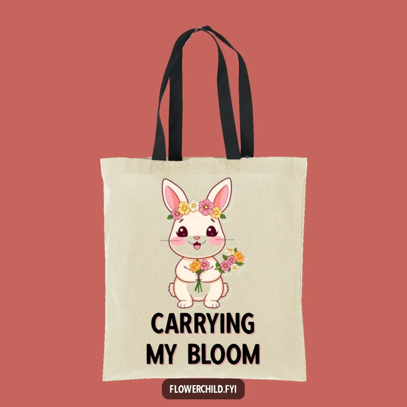 Funny Rabbit Bouquet Tote Bag: Carry Happiness with Floral Flair - A Chic Funny Gift!