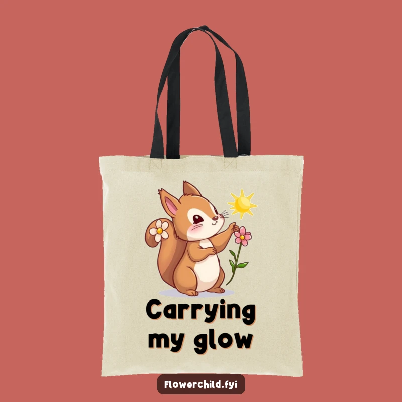Funny Curious Squirrel Flower Tote Bag - Eco-Friendly Cute Accessory