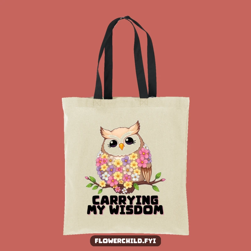 Funny Contented Owl Flower Boa Tote Bag - Stylish & Hilarious Accessory