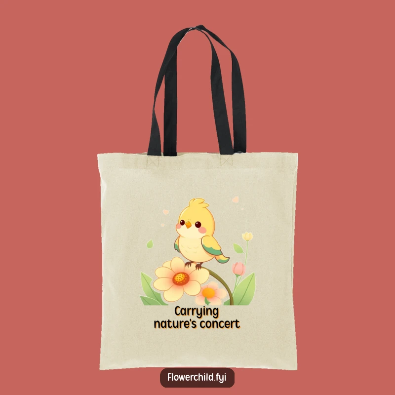 Funny Bird Singing Flower Tote Bag: Carry Your Essentials with a Smile, Great Funny Gift