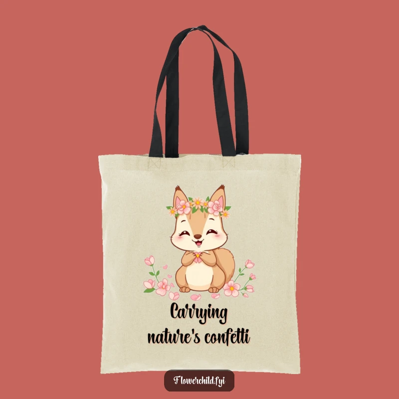 Funny Squirrel Flower Crown Tote Bag: Cute Petal Gathering Carryall, Practical Funny Gift