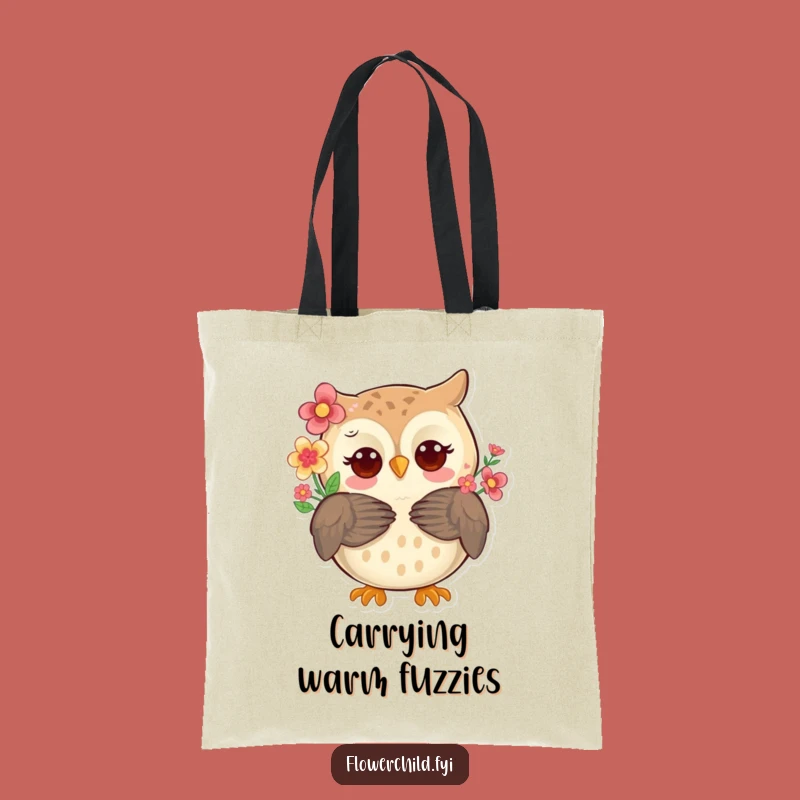 Funny Owl Hug Tote Bag - Reusable Flower Feathered Friend Bag Gift