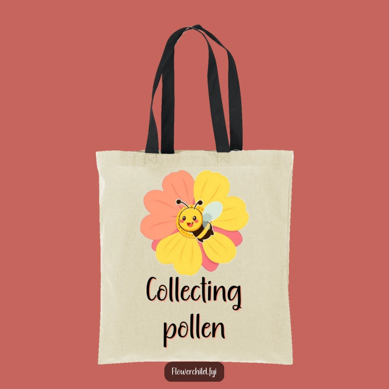 Funny Smiling Bee Flower Tote Bag - Cheerful Garden Accessory Gift