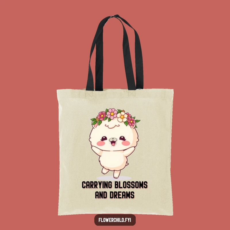 Funny Fluffy Animal Flower Crown Dancing Tote Bag: Carry Your Sunshine