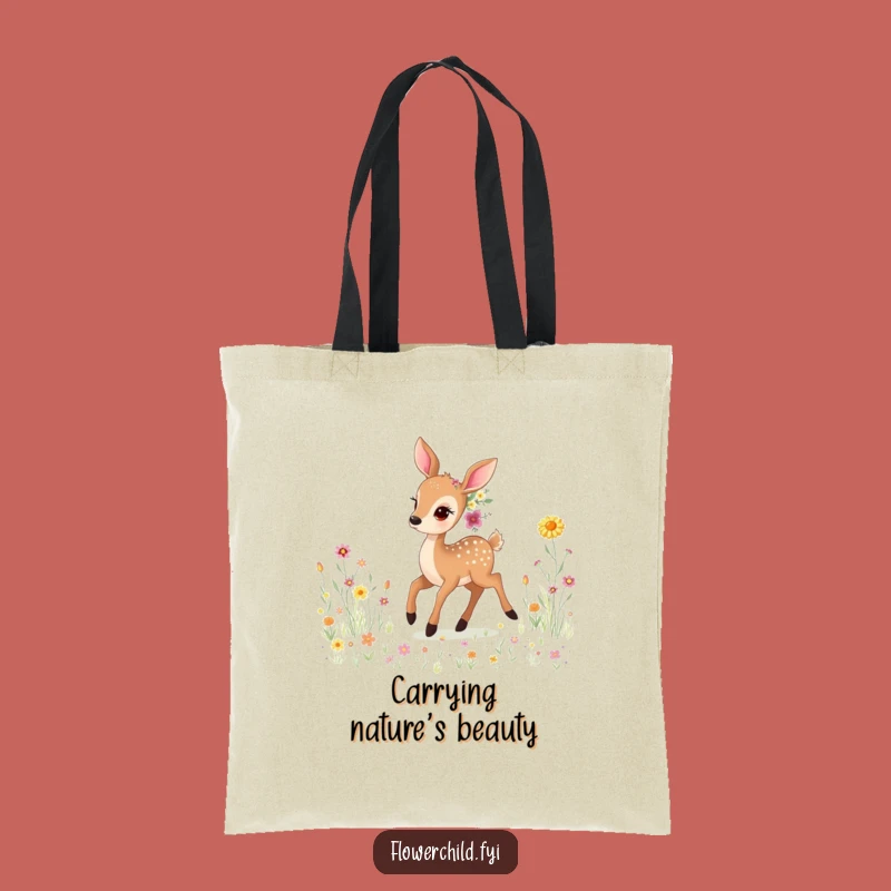 Funny Gentle Deer Wildflower Tote: Carry Nature's Grace Everywhere