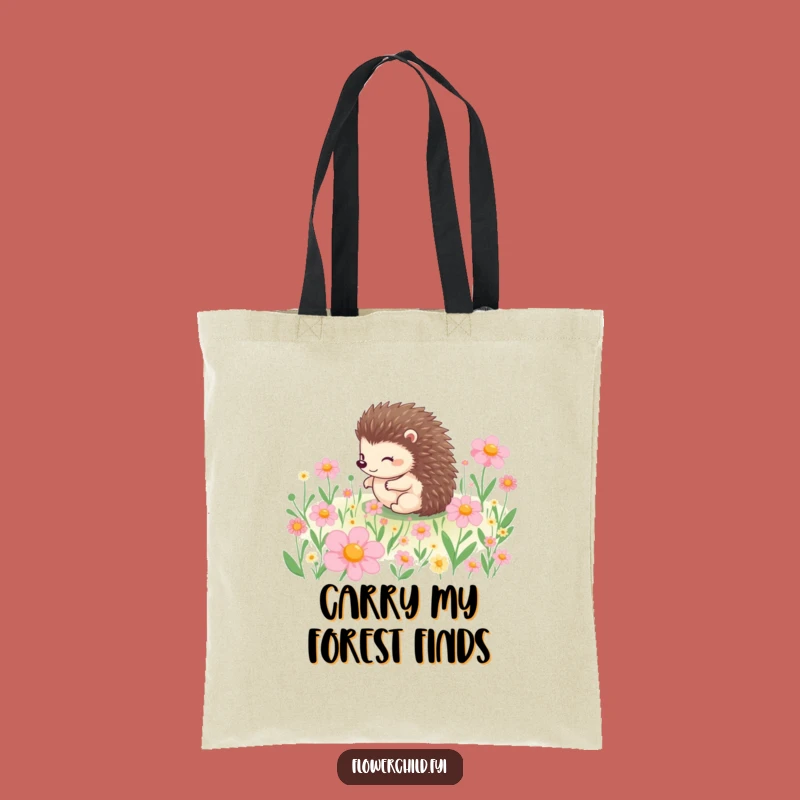 Funny Hedgehog Rolling Flowers Tote Bag: Eco-Friendly & Humorous Nature Accessory