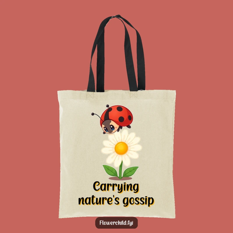 Funny Ladybug Tote Bag: Curious Daisy Observer, Ideal Eco-Friendly Funny Gift