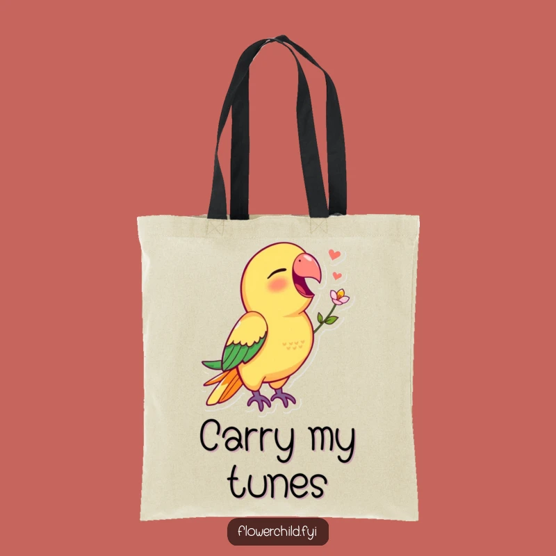 Funny Parrot Tote Bag: Vibrant Singing Parrot Flower Carryall Gift