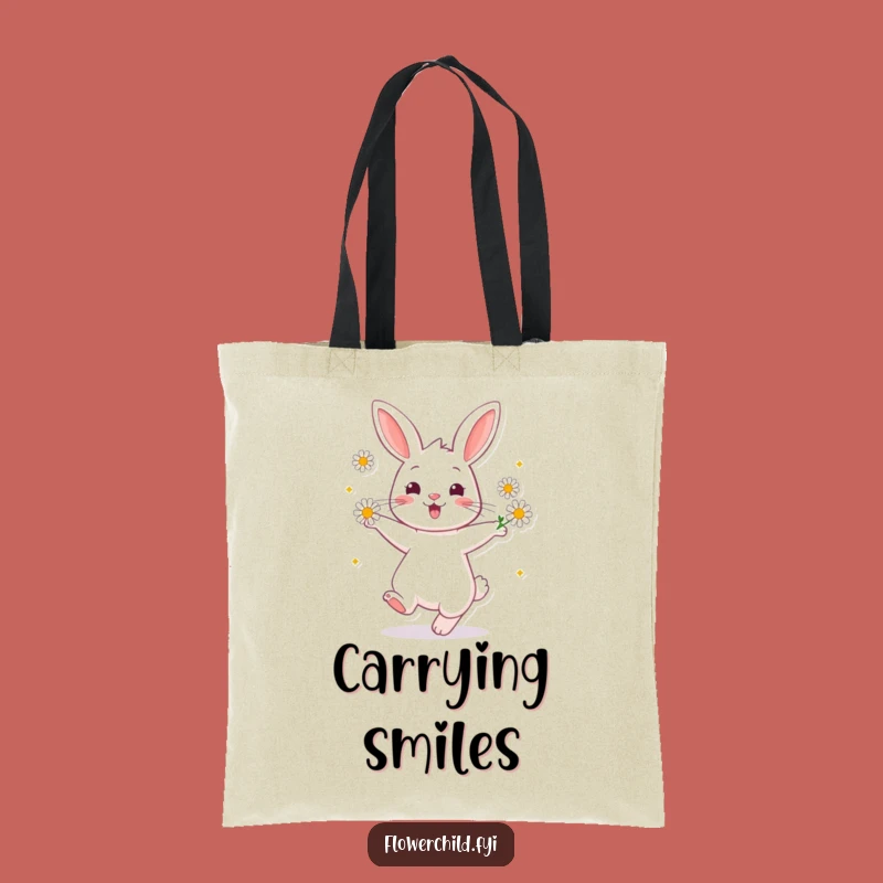 Funny Rabbit Daisy Dance Tote Bag: Cheerful Twirling Carryall, Practical Funny Gift